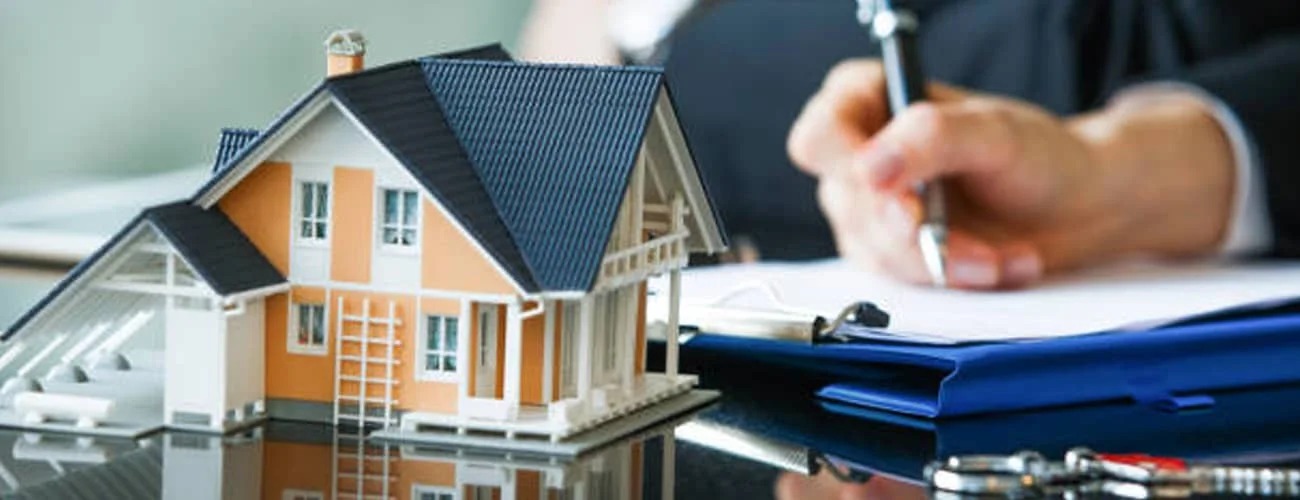 Real Estate buildings representing Property Title Search